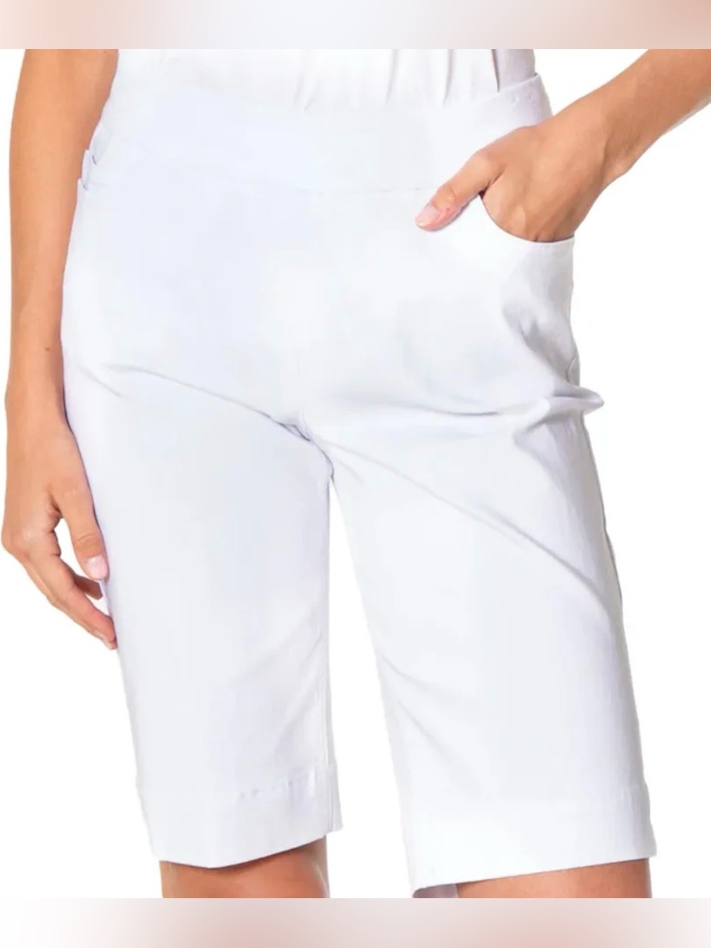 SLIMSATIONS by Multiples White Knee-Length Pull On Walking Shorts - Women’s 12